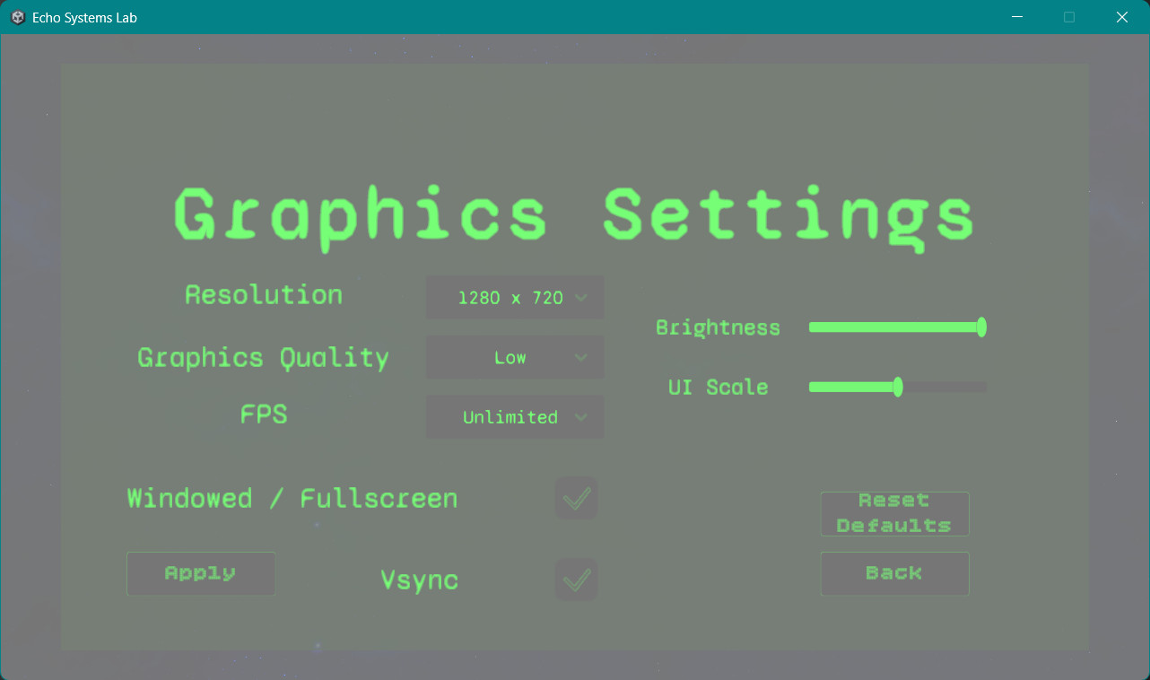 Screenshot showing the brightness slider and fullscreen overlay behavior adjusting the visual brightness of the menu.