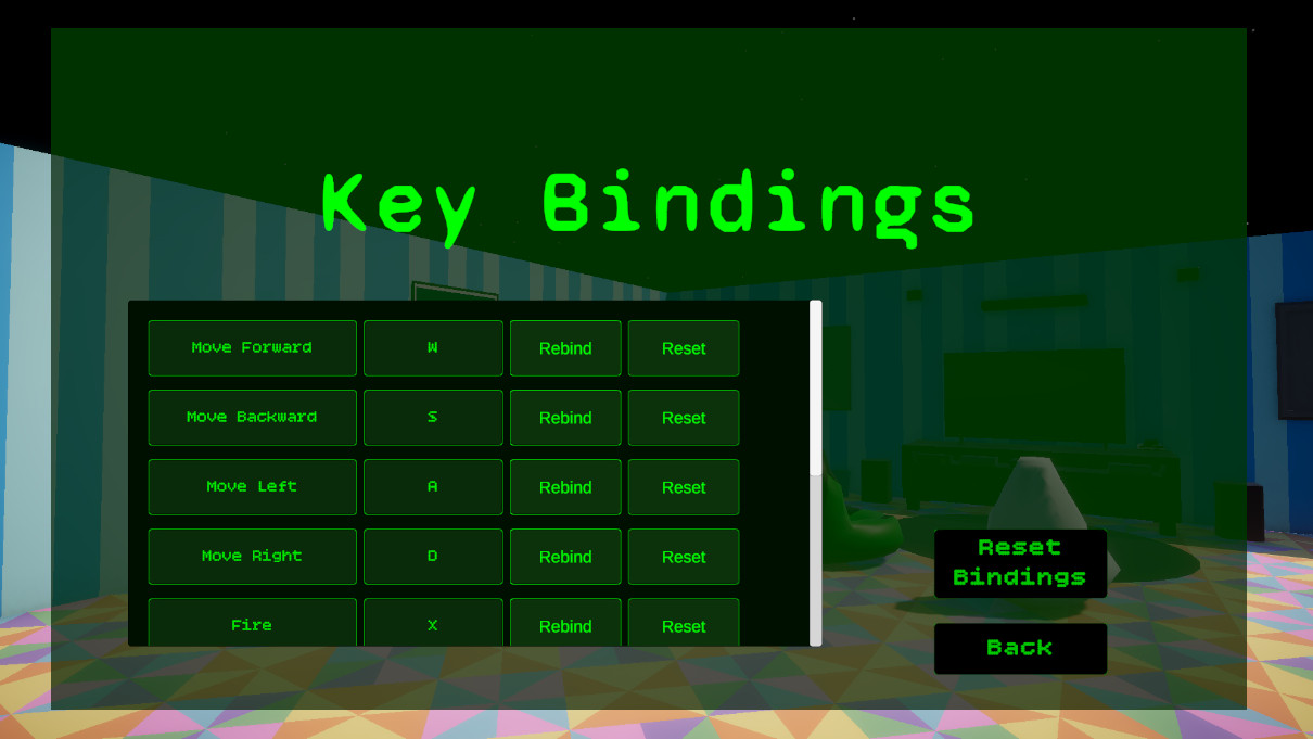 Unity screenshot of keybindings menu