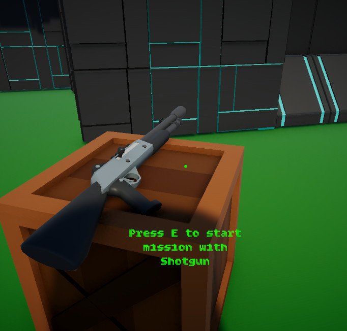 Unity screenshot of weapon pedestal interaction prompt