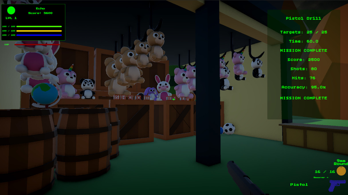 Unity screenshot of weapon unlock state