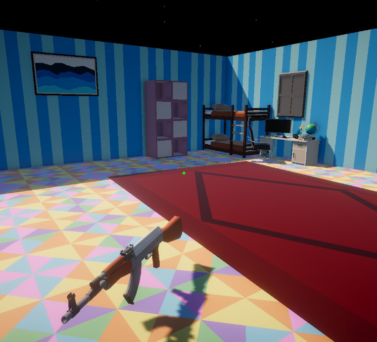 Gameplay screenshot of a dropped weapon pickup that can be collected and added to the player loadout
