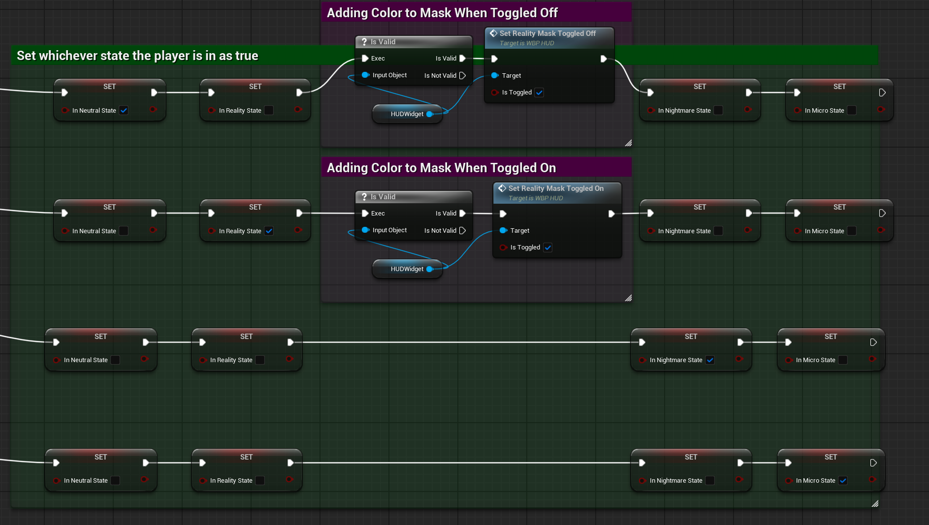 Player Blueprint mask switching logic